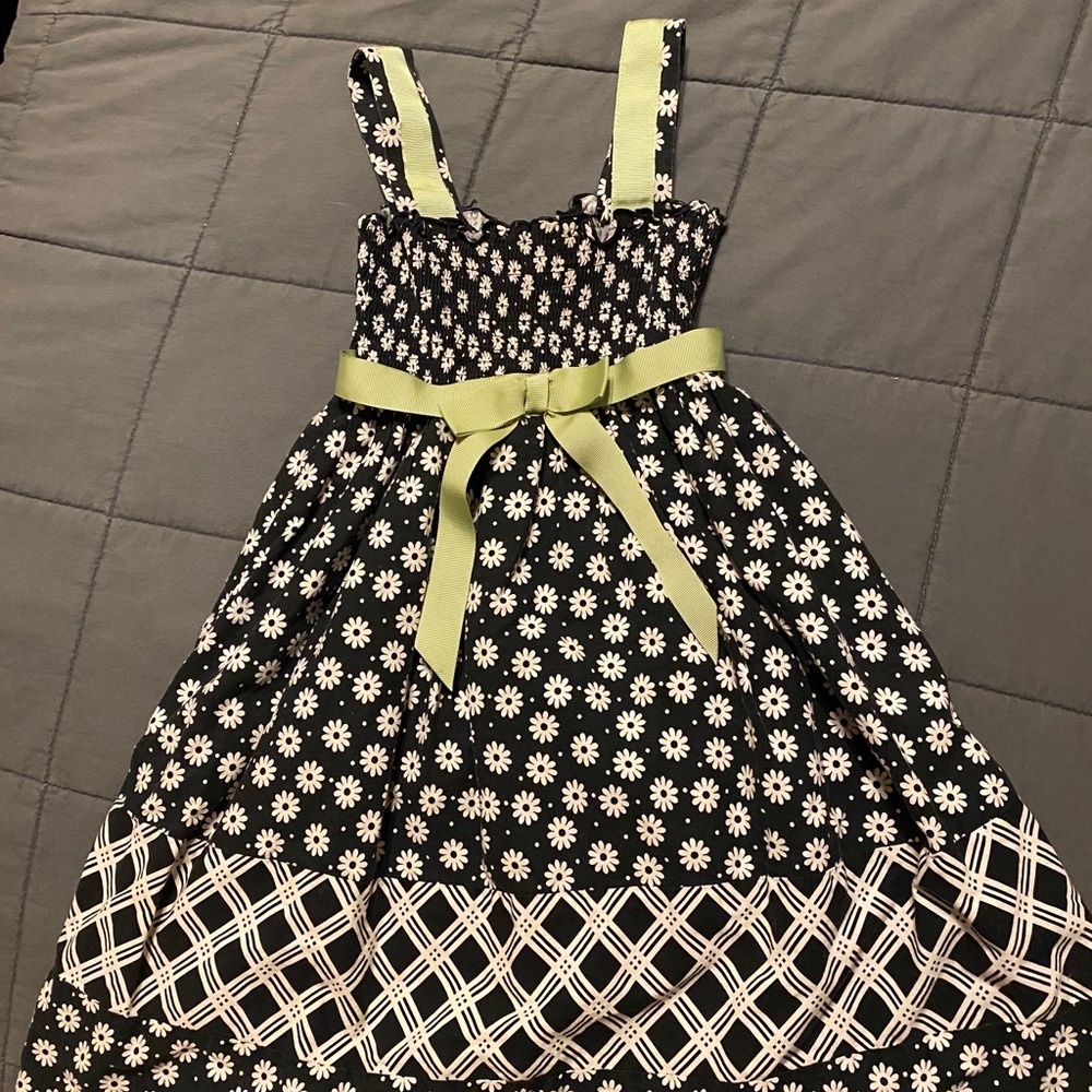 Cute black and white girls dress with flowers